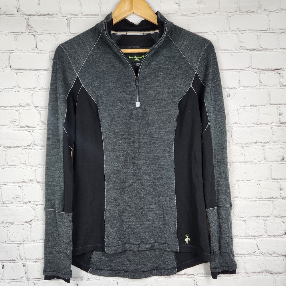 Smartwool Phd Gray and Black Quarter-Zip Pullover